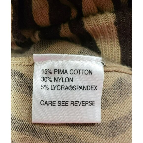 Talbots Tan Zebra Print Sweater, Women's L, Pima Cotton Blend, Long Sleeve - Picture 6 of 7
